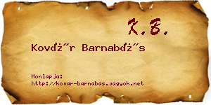 Kovár Barnabás névjegykártya