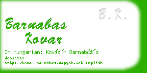 barnabas kovar business card